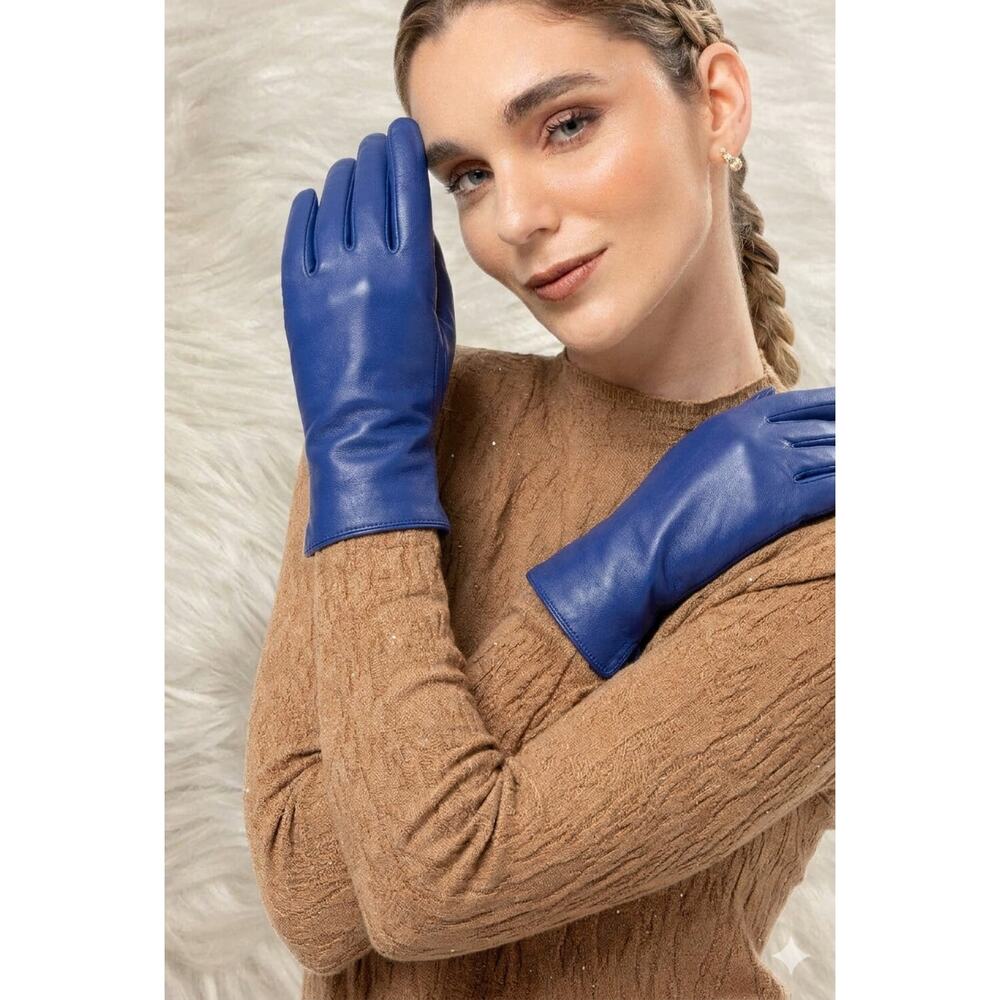 Women's Classic Leather Gloves Winter Warm - Picture 1 of 8